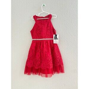 RARE EDITIONS Silver Rhinestone Band Lace